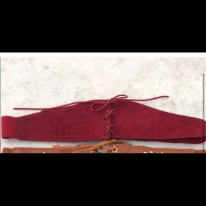 LF waist belt: red faux-suede